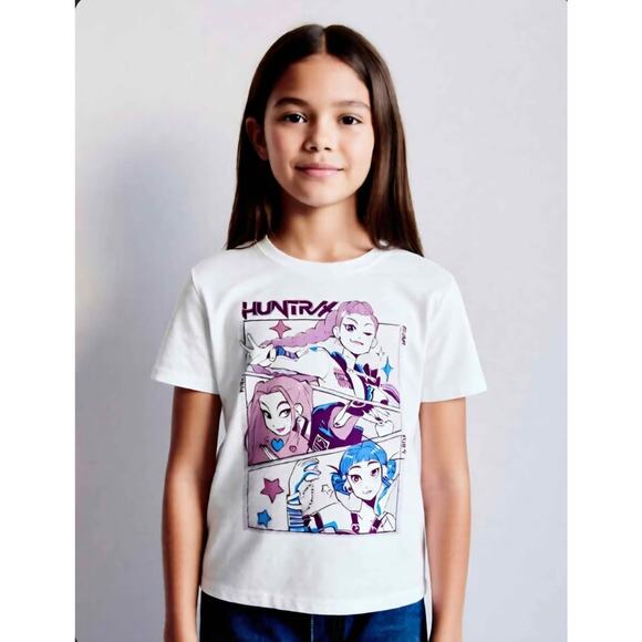 K-Pop Demon Hunters Huntrix Graphic Tee White Anime Shirt Youth XL New - Picture 1 of 8